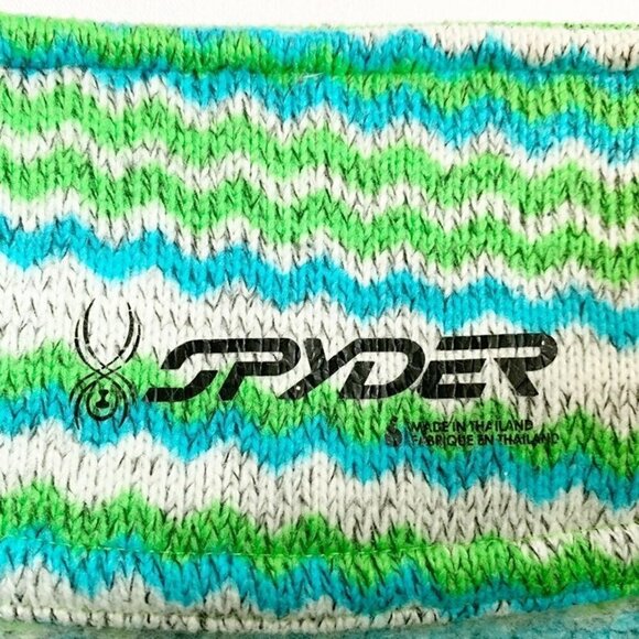 Spyder quarter zip green blue horizontal striped long sleeve‎ pullover mock neck - Picture 5 of 11